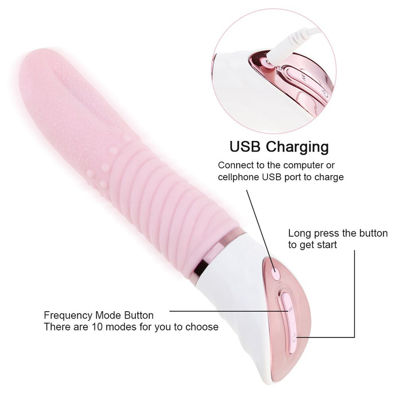 Big Tongue Massager 2 in 1 Oral Clitoris Stimulator Dildo Vibrators Massager Vagina Sex Toys