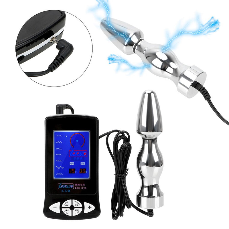 Electric Shock Stimulate Set Cock Rings Anal Plug  Massage Nipple Clamps Sex Toys