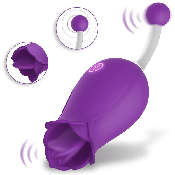 Flower Tongue Vibrator 10 Frequency Clitoris Stimulatior Vaginal Nipple Massager