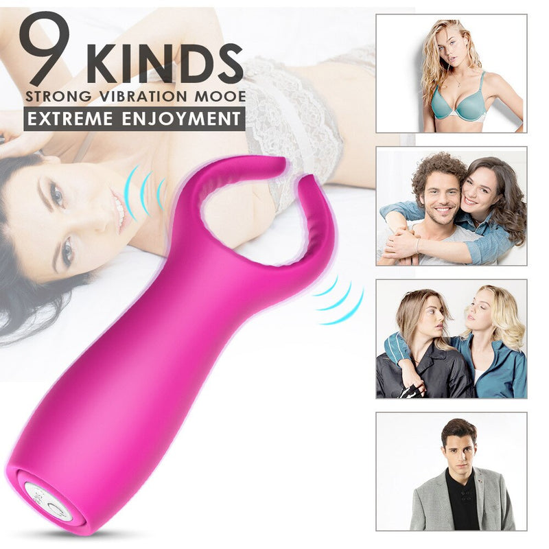 9 Modes Clitoris Stimulator Locking Delay Ring Penis Massager vibrating penis ring