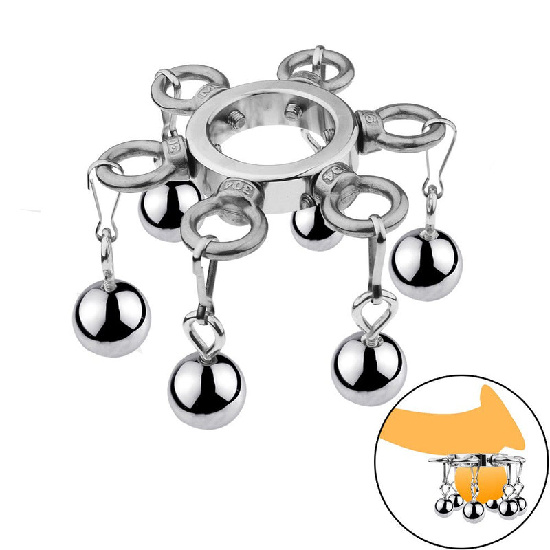 Male Penis Ring with 6 Balls Penis Exerciser Cock Ring