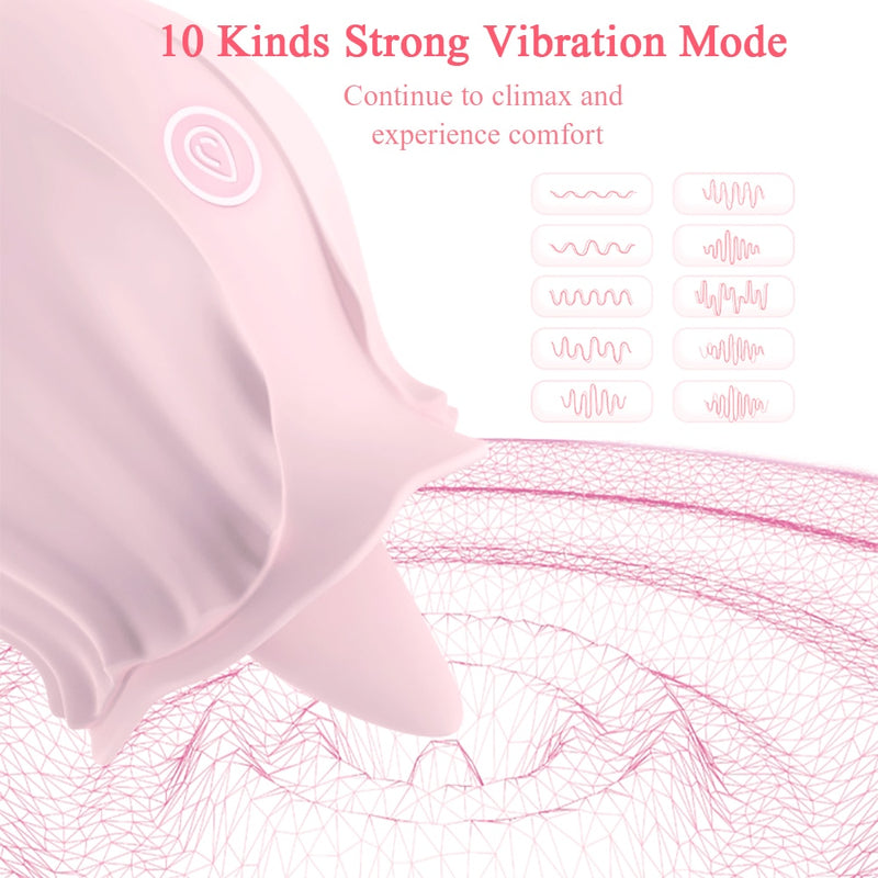 G Spot Rose Clitoris Tongue Stimulator Female Sex Toy Couple USB Magnetic Charging Toy