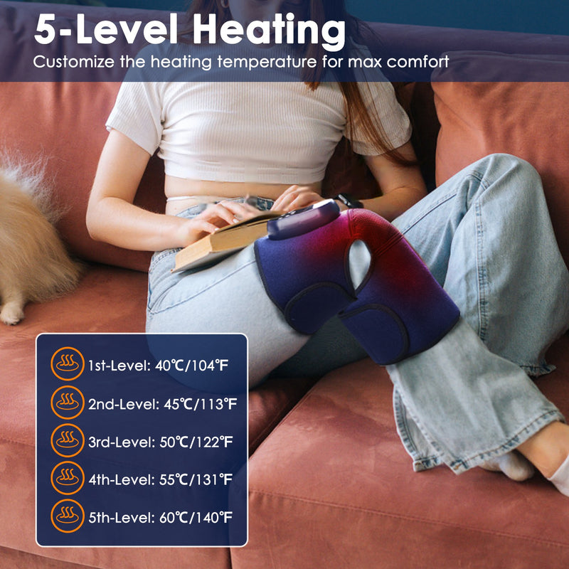 Soniker Massage apparatus Cordless Knee Massager Heated Knee Brace Wrap Electric Knee Heating Pad with 5-Level Heating 3-Level Vibration 3-Mode & 3-Level Air Compression