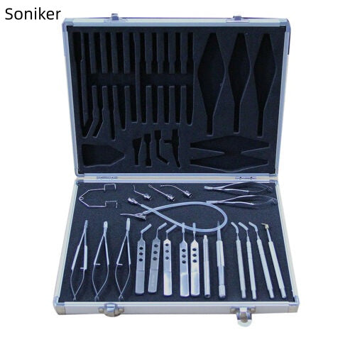 Soniker Surgical instruments and apparatus Eyes Surgical Tool Set for Precise Cataract Intraocular Lens Implantation Surgery - 21pcs of High-Quality Stainless Steel Instruments with CE Certification - Amazon's Newest Surgical Tool Kit