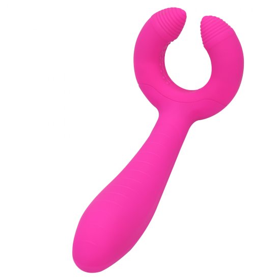 Vibrator Clip Clit Stimulation Dildo Nipples stimulator Silicone Triple Vibrator Couples Vibrator with 7 Modes Vibrators for sex women men，Rose Red