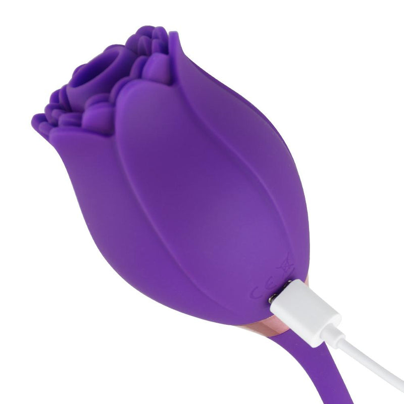Experience Intense Pleasure with our 2-in-1 Rose Clit Vibrator and G-spot Stimulator - 20 Vibration & Sucking Modes, Oral Licking and Telescopic Dildo - Perfect Sex Toy for Women - Available in Red, Purple, and Pink