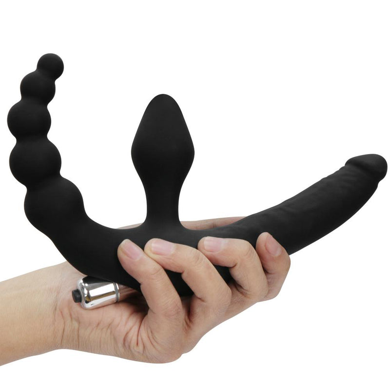 Experience Intense Pleasure with our Multi-Head Vibrator Dildo - Waterproof, Easy to Clean and Ten-Frequency for Vagina and Anal Play, Perfect Sex Toy for Women in Black Silicone