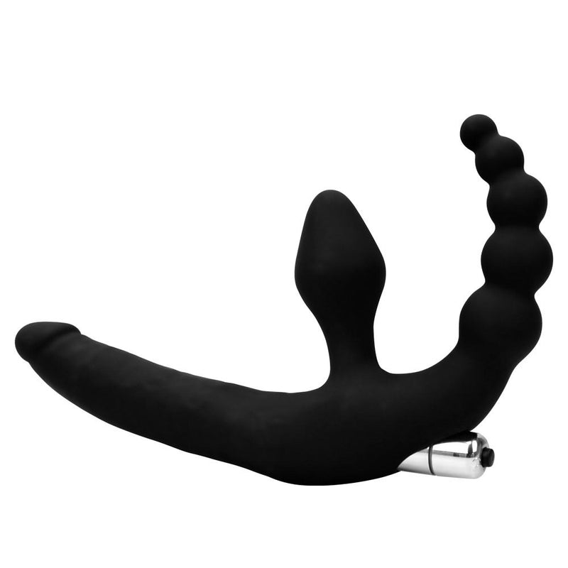 Experience Intense Pleasure with our Multi-Head Vibrator Dildo - Waterproof, Easy to Clean and Ten-Frequency for Vagina and Anal Play, Perfect Sex Toy for Women in Black Silicone