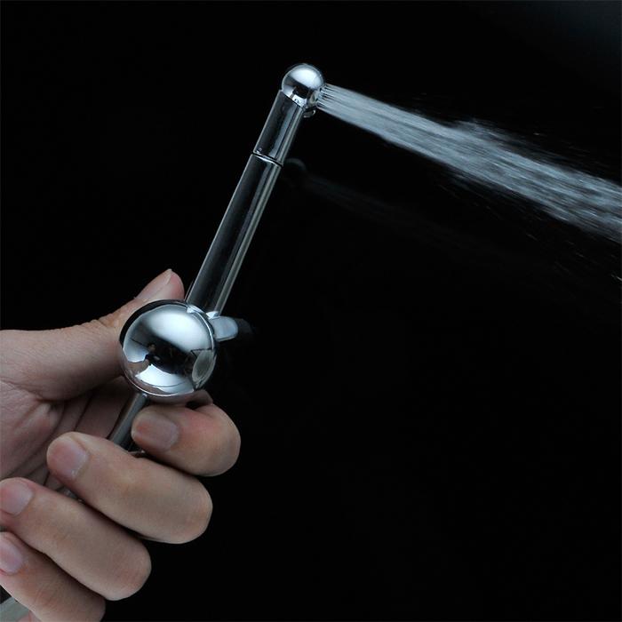 Enemator Anal Vaginal Rinse - A Safe and Easy-to-Clean Shower Toy for Adults, with ABS Surface Plating, Body-Safe Material, and 17.7cm Long Design for Optimal Cleaning.