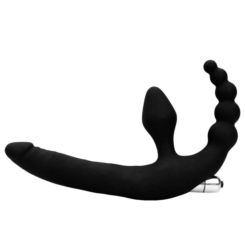 Experience Intense Pleasure with our Multi-Head Vibrator Dildo - Waterproof, Easy to Clean and Ten-Frequency for Vagina and Anal Play, Perfect Sex Toy for Women in Black Silicone