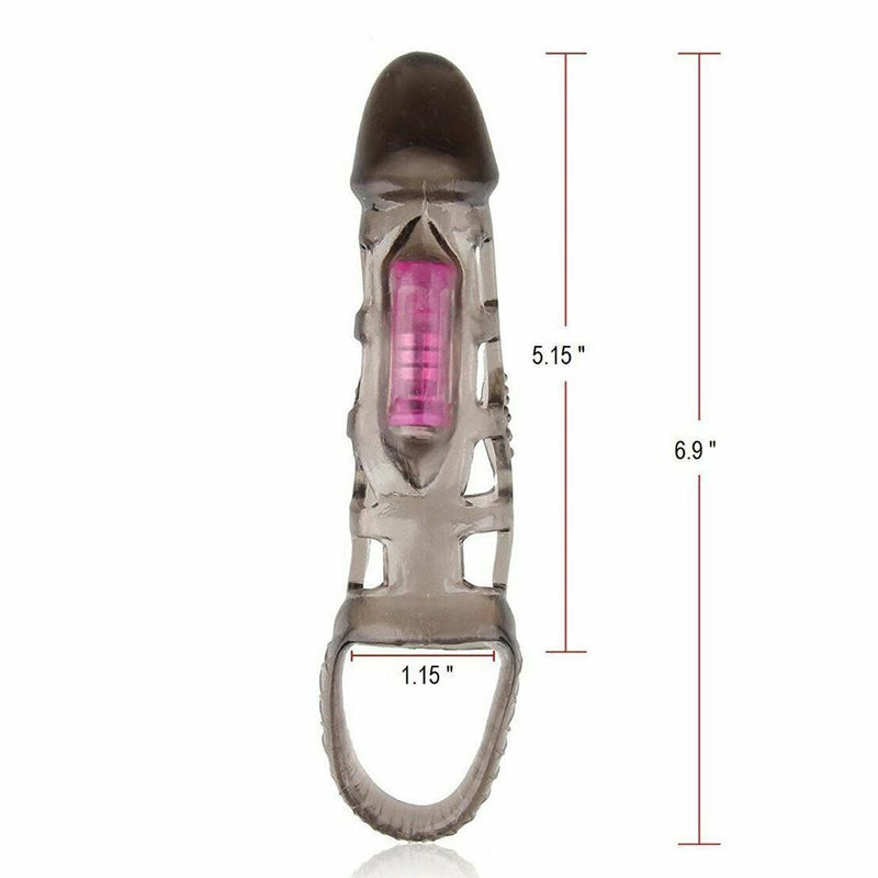 Experience Intense Pleasure with our Vibrating Thick Cock Enhancer Sleeve - The Ultimate Sex Toy for Men