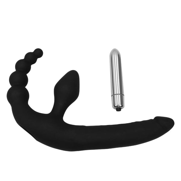 Experience Intense Pleasure with our Multi-Head Vibrator Dildo - Waterproof, Easy to Clean and Ten-Frequency for Vagina and Anal Play, Perfect Sex Toy for Women in Black Silicone