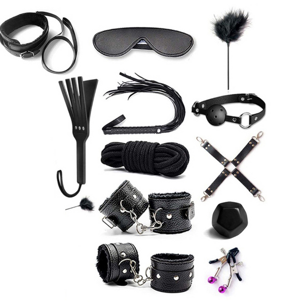 SM BDSM Kits Adults Sex Toys For Women Men Handcuffs Nipple Clamps Whip Spanking Sex Metal