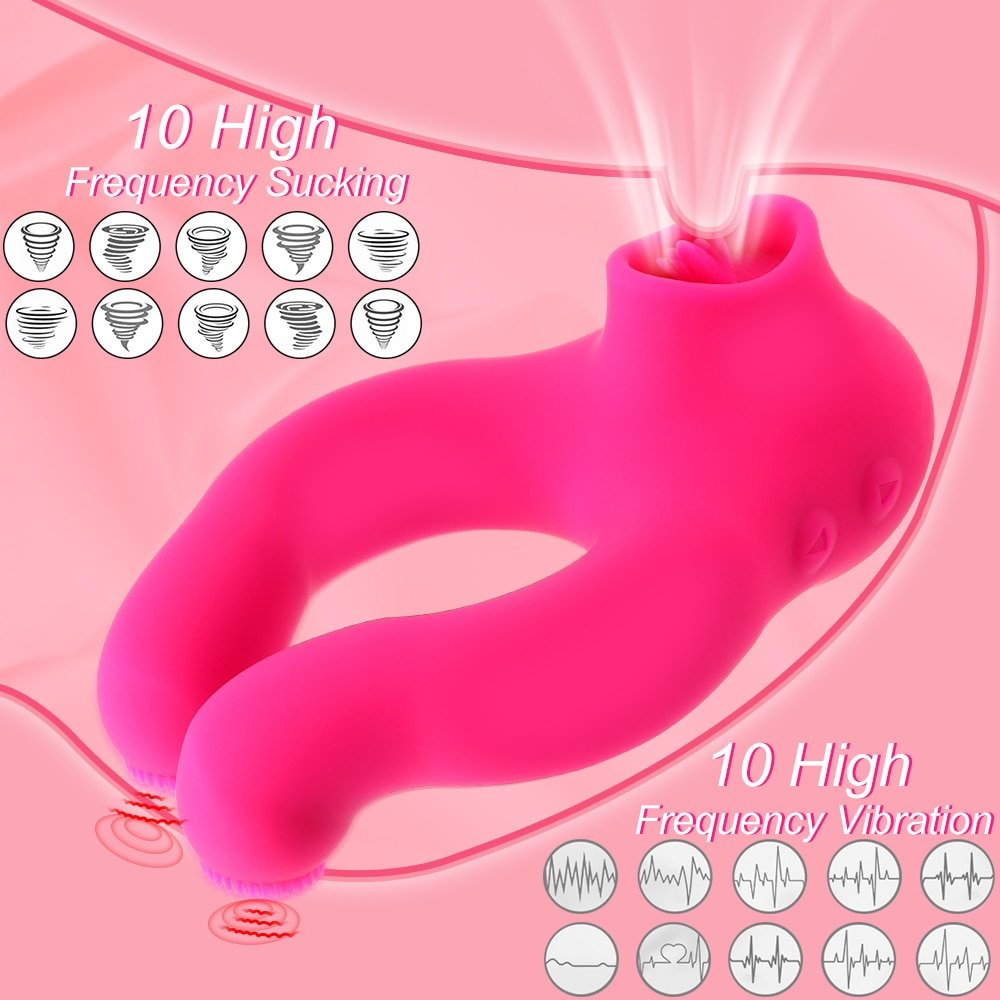 Vibrating Penis Sleeve Ring Dildo Sucking Sex Toys for Men Cockring Ad pic