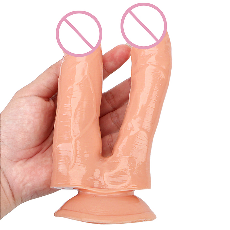 Erotic Double Dildo With Strong Cup Vagina Massage Anal Plug Sex Toys