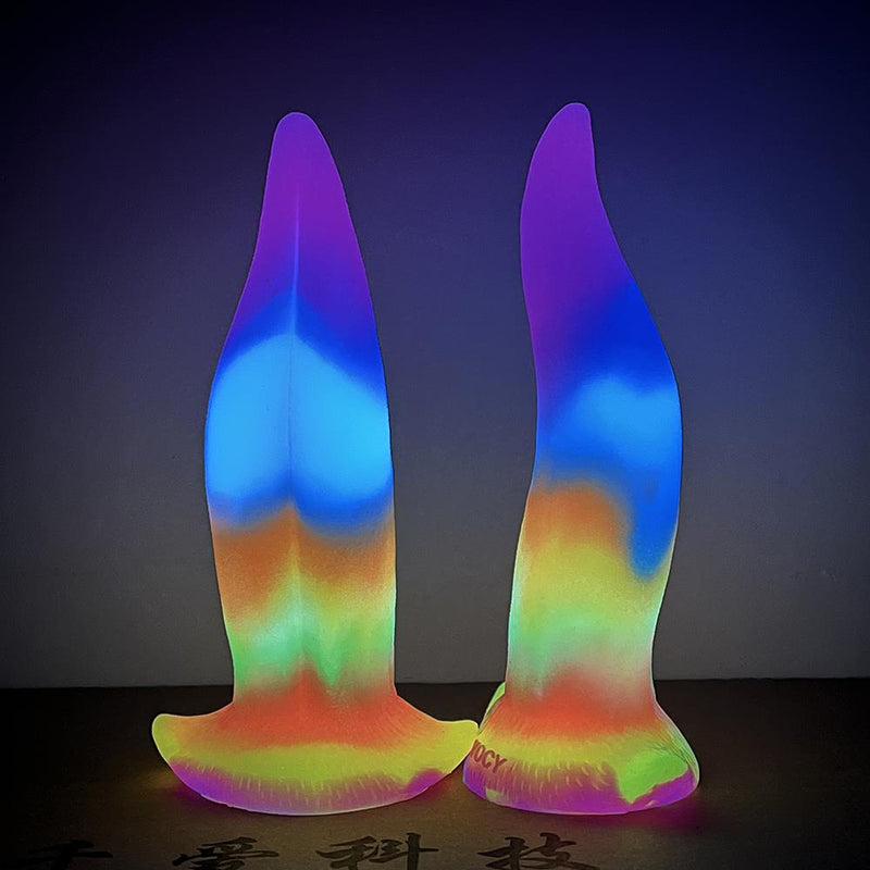 Magic Luminous Tongue Anal Plug Multi Color Silicone Glowing In Dark Dildos With Suction Cup