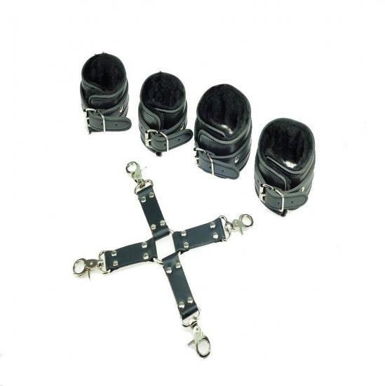 Faux leather wrist and ankle bondage fetish kit restraint cuffs