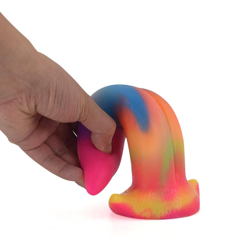 Magic Luminous Tongue Anal Plug Multi Color Silicone Glowing In Dark Dildos With Suction Cup