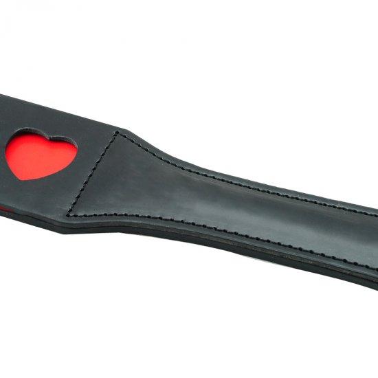 Leather paddle spanking whip three heart fetish bondage tool