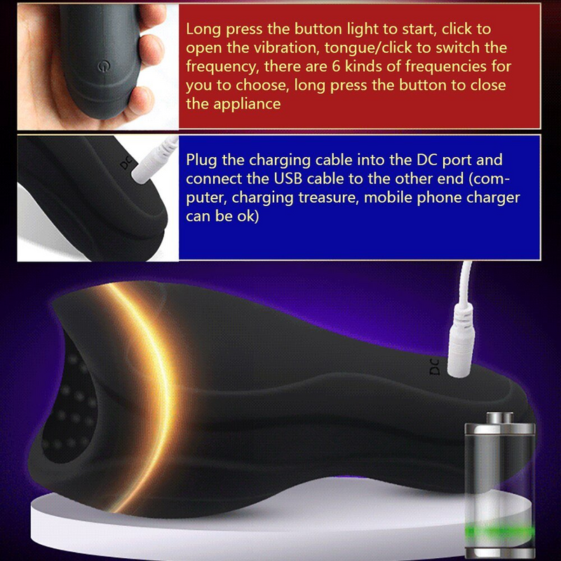 Male Vibrator 6 Modes Tongue Licking Glans Massager Endurance Traninig Adult Sex Toys for Men Masturbator Penis Head Stimulator