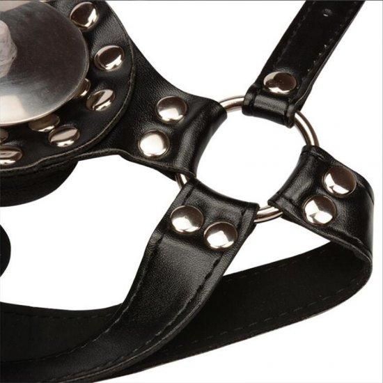 Strap Leather Harness Mouth Plug Open Hole Gag Stuffer Chain
