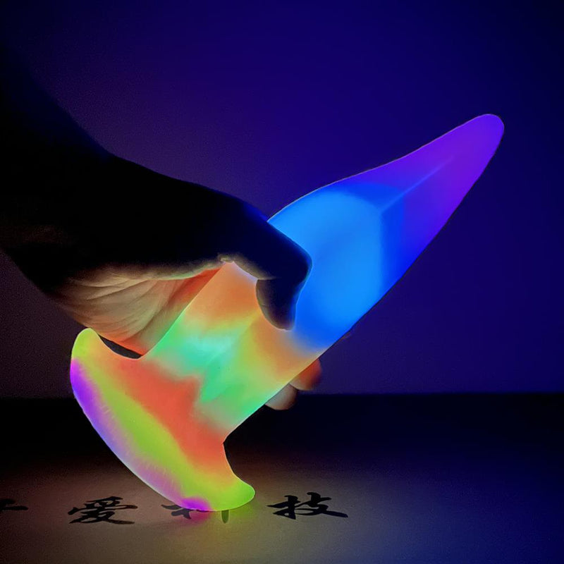 Magic Luminous Tongue Anal Plug Multi Color Silicone Glowing In Dark Dildos With Suction Cup