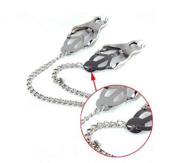 Butterfly Style Breast Vaginal Nipple Clamps with Chain Clip BDSM Bondage