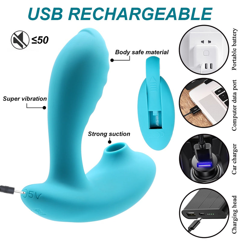 Clitoral Sucking Vibrator Vagina G Spot Vibrating Dildo Remote Control 10 Suction Clit Sucker