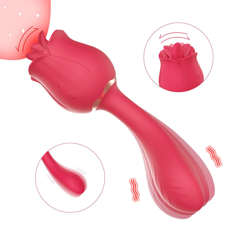 Tongue Licking Vibrator 2 In 1 Butt Plug for Couple Dildo G spot Clitoral Stimulator