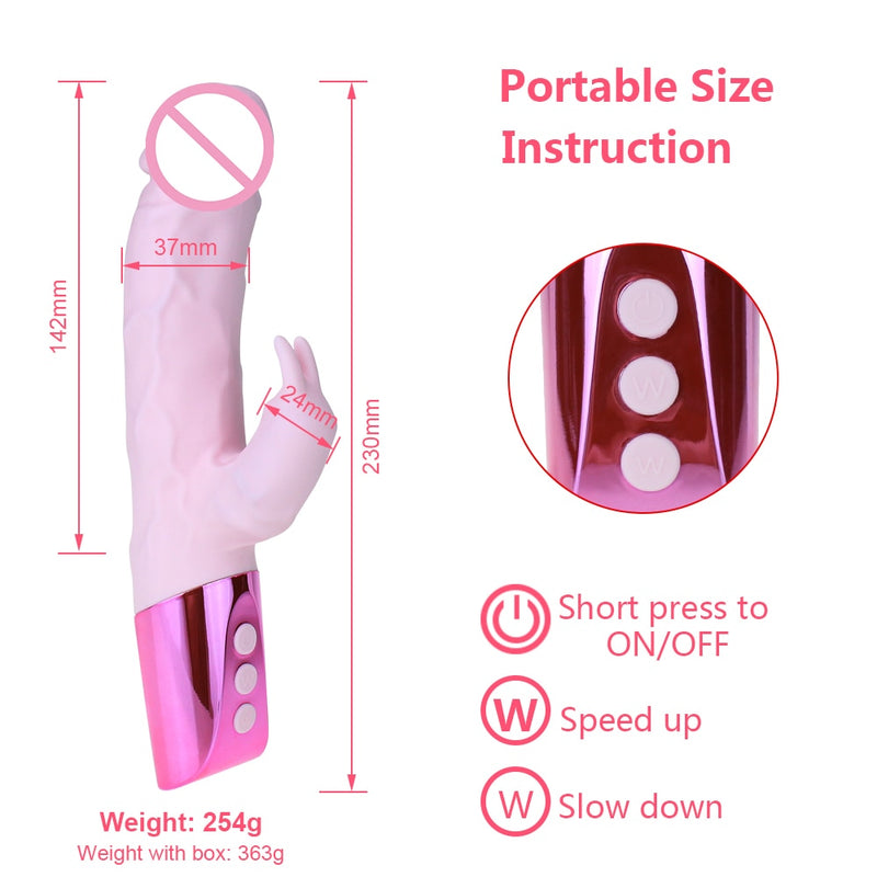 Dildo Rabbit Vibrator for G Spot Clitoris Stimulation Waterproof Bunny Vibrator Personal Sex Toy