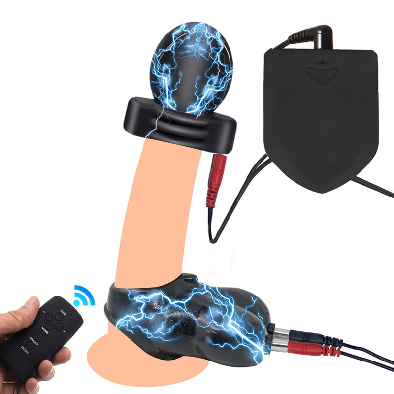 Electric Cock Ring CBT Electro Sex Bdsm Ring On Penis Ball Stretcher Testicle Massager