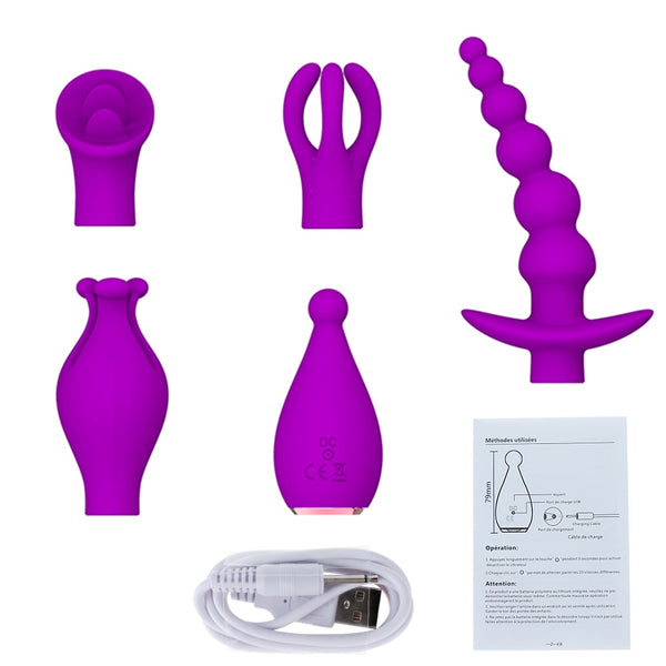 Silicone Vibrator 4 Pcs/Set Sex Toys for Couples Anal Plug Flirt Anal Beads Vibrator