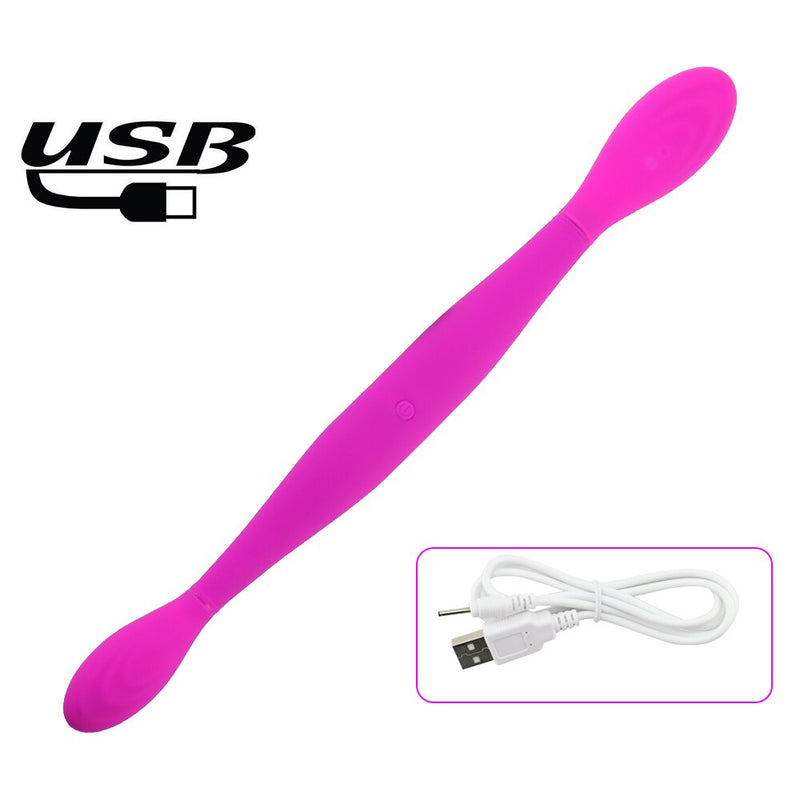 Double Ended Dildo Vibrator Silicone Lesbian Vagina Anal Vibrator G Spot Clitoris Stimulator