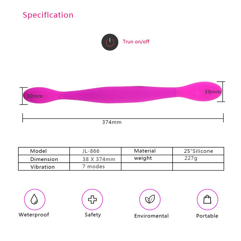 Double Ended Dildo Vibrator Silicone Lesbian Vagina Anal Vibrator G Spot Clitoris Stimulator