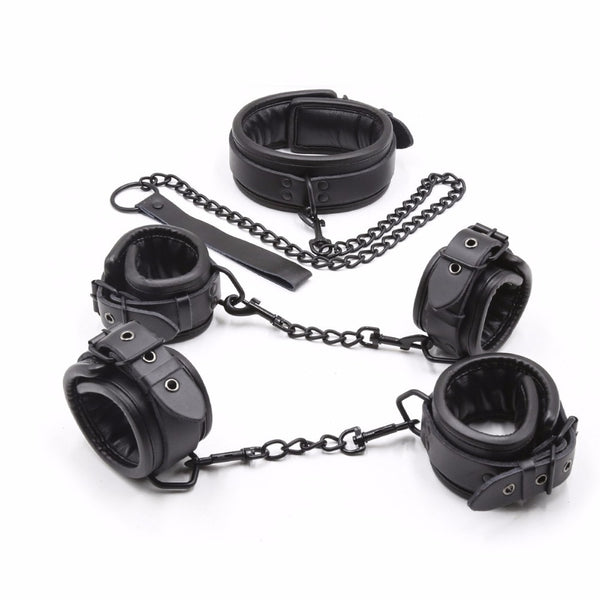 Genuine Leather Bondage Optional Handcuffs Collar Wrist Ankle Cuffs for Fetish erotic Adult