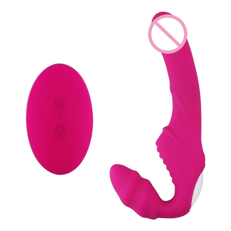 Strapless Strap on Realistic Dildo Vibrator Massager Lesbian Double Side Massager