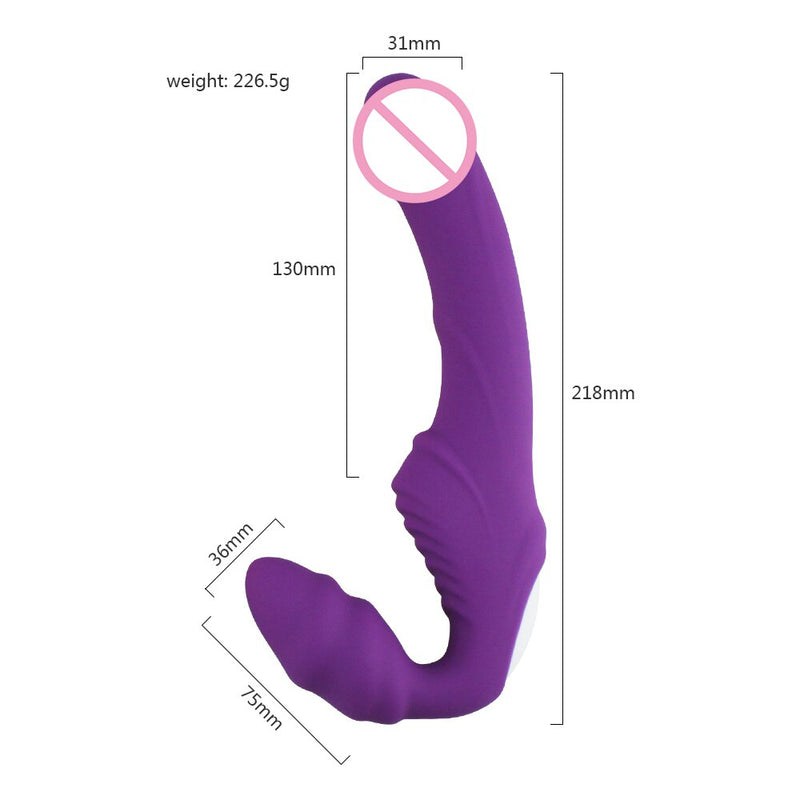 Strapless Strap on Realistic Dildo Vibrator Massager Lesbian Double Side Massager