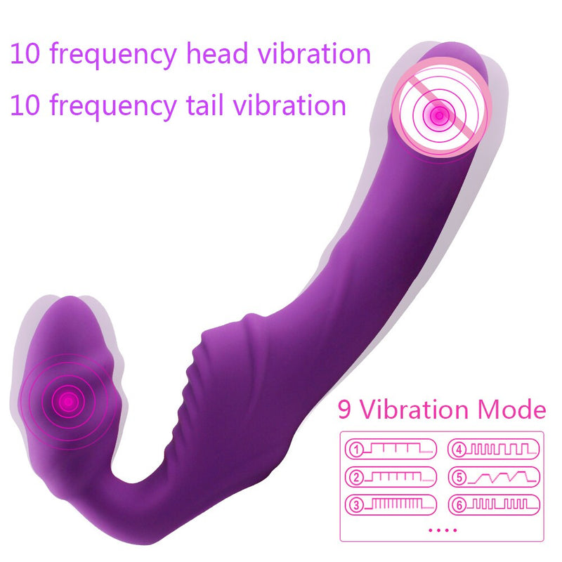 Strapless Strap on Realistic Dildo Vibrator Massager Lesbian Double Side Massager