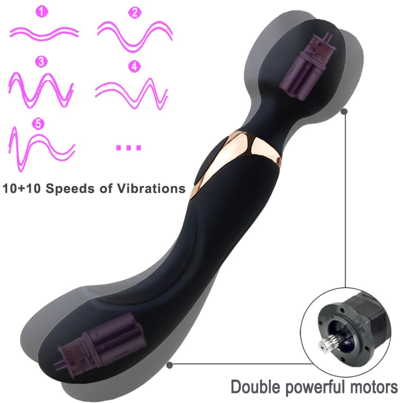 10 Speeds Magic Wand Powerful Big Vibrators for Women  Sex Toy