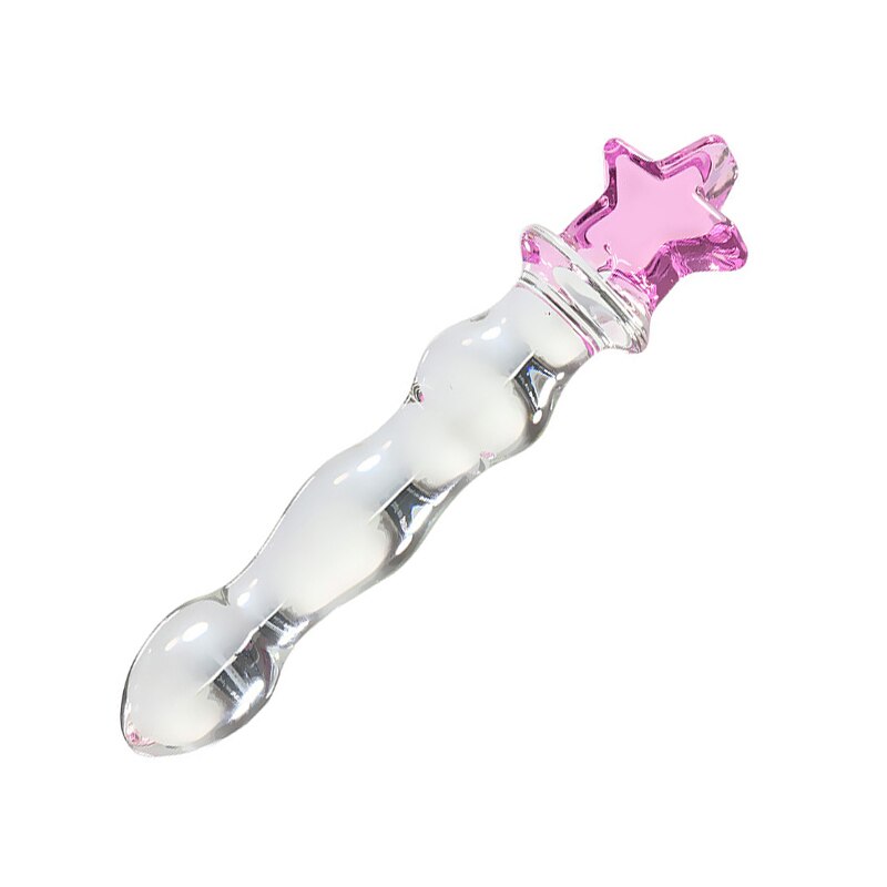 Female Crystal Penis Anal Plug Masturbation Transparent Glass Stick Love Backyard