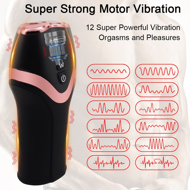 Penis Pump Vibrator 12 Speed Male Masturbator Penis Delay Trainer Adult Automatic Glans