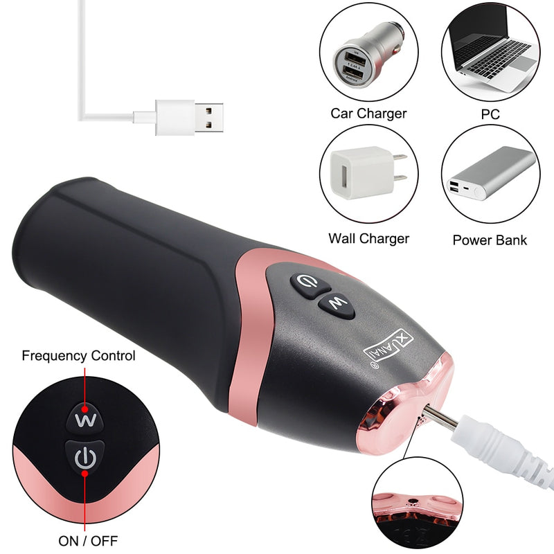 Penis Pump Vibrator 12 Speed Male Masturbator Penis Delay Trainer Adult Automatic Glans