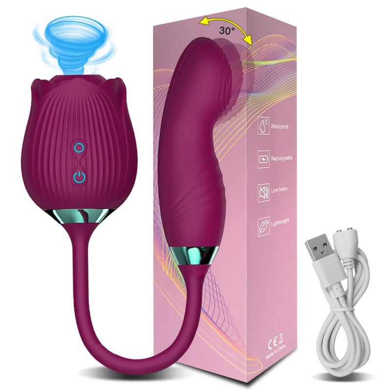 Rose Toy Vibrator Female Dildo for Women Clit Sucker Clitoris Stimulator Mimic Finger Wiggling Adults Goods
