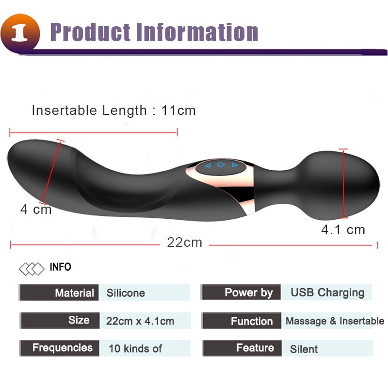 10 Speeds Magic Wand Powerful Big Vibrators for Women  Sex Toy