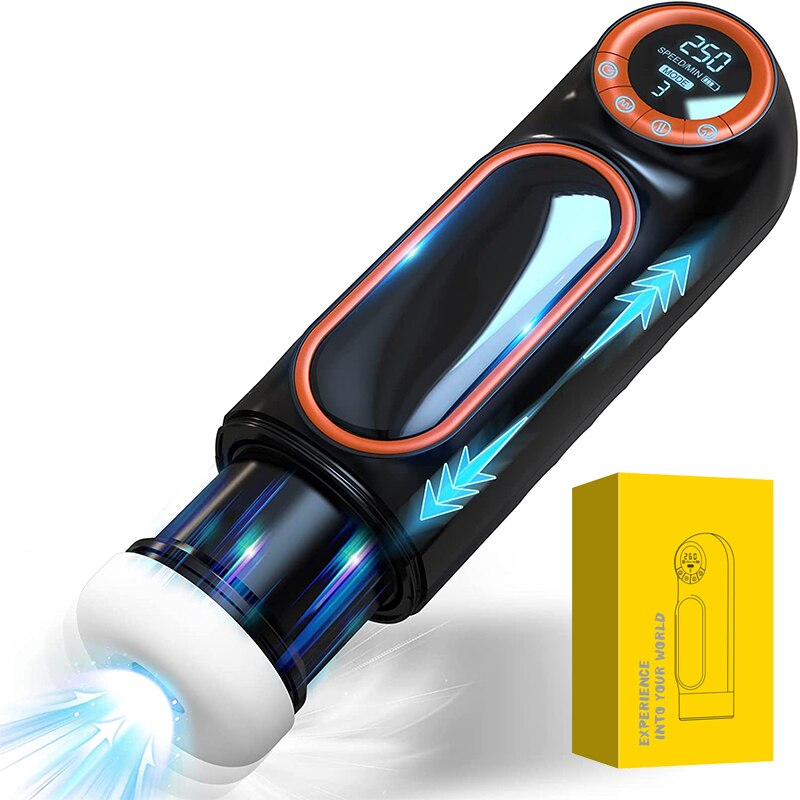 Male Masturbaor Automatic With LED Telescopic Sucking Heating Blowjob Masturbators