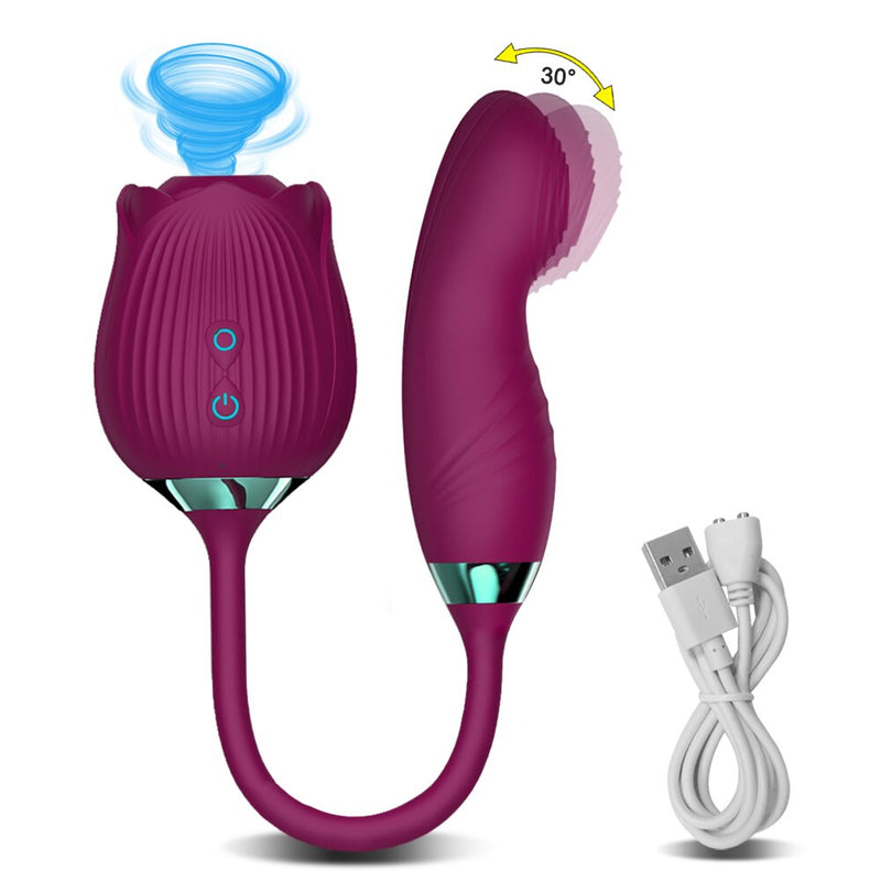 Rose Toy Vibrator Female Dildo for Women Clit Sucker Clitoris Stimulator Mimic Finger Wiggling Adults Goods