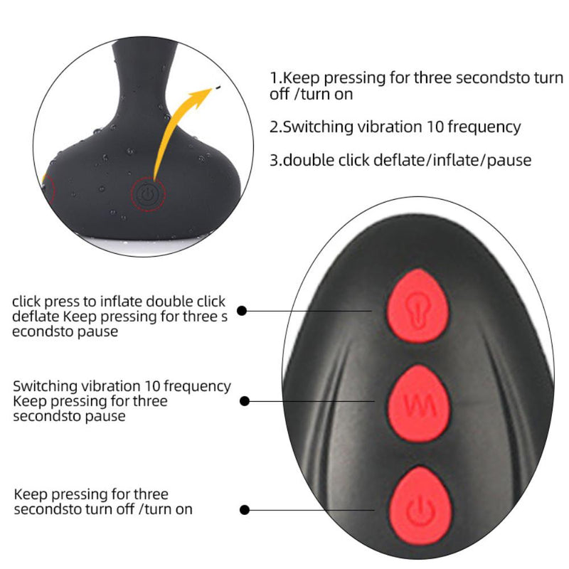 Male Anal Plug Prostate Massage Inflatable Expansion Wireless Remote Vibrator Gay