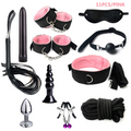 12pcs Erotic Sex Toys For Adult Game Leather Erotic BDSM Sex Kits Bondage Handcuffs Sex Game Whip Gag Nipple Clamps SM Bdsm Toys