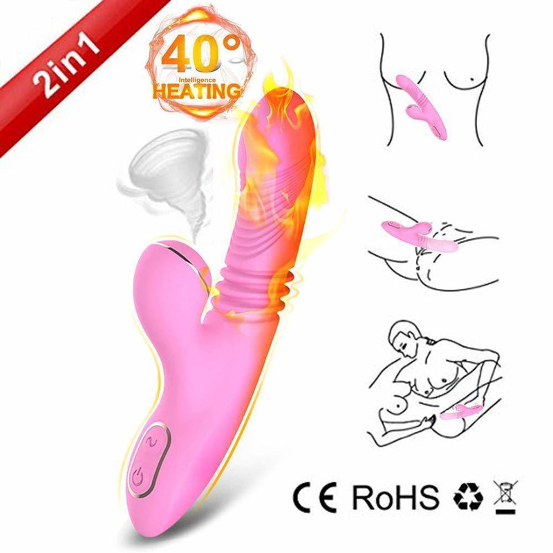Rechargeable Clit Sucking Thrusting G-spot Vibrator Dildo Sex-toys For Women
