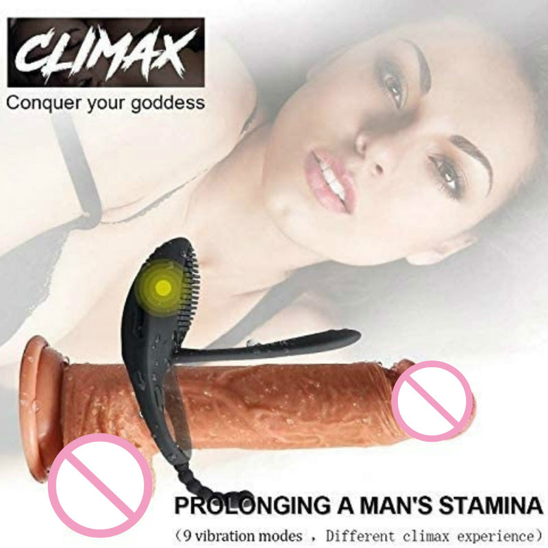 Vibrating Cock Ring With Tongue Clitoral Stimulator Raised Nodules Anal Beads For Couple